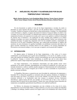 Iii Análisis Del Peligro Y Vulnerabilidad Por Bajas Temperaturas Y Nevadas