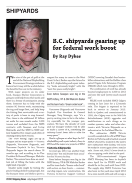 B.C. Shipyards Gearing up for Federal Work Boost by Ray Dykes