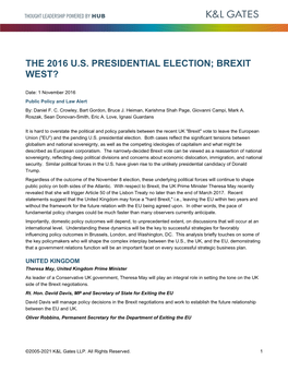 The 2016 U.S. Presidential Election; Brexit West?