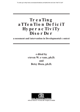 Treating Attention Deficit Hyperactivity Disorder Assessment and Intervention in Developmental Context