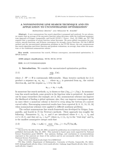 A Nonmonotone Line Search Technique and Its Application to Unconstrained Optimization∗