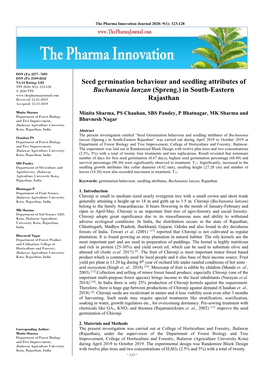 Seed Germination Behaviour and Seedling Attributes of Buchanania