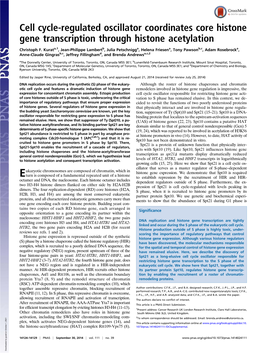 Cell Cycle-Regulated Oscillator Coordinates Core Histone Gene Transcription Through Histone Acetylation