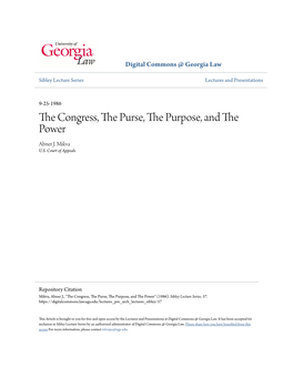 The Congress, the Purse, the Purpose, and the Power