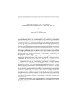 Bajo Las Alas Del Ángel De Caridad: Indigenismo Y Beneficencia En El Perú Republicano