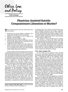 Physician-Assisted Suicide: Compassionate Liberation Or Murder?