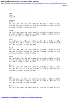 Concise Introduction to Logic 12Th Edition Hurley Test Bank