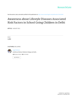 Awareness About Lifestyle Diseases Associated Risk Factors in School Going Children in Delhi