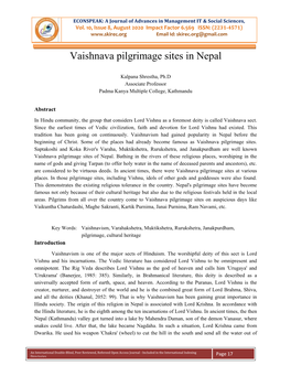 Vaishnava Pilgrimage Sites in Nepal