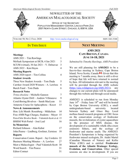Newsletter of the American Malacological Society Ams