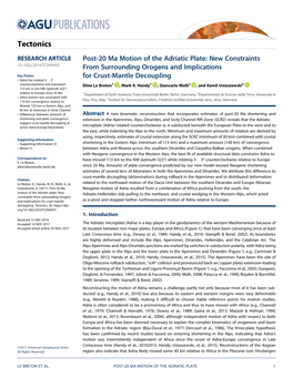 Post-20 Ma Motion of the Adriatic Plate