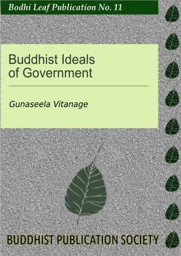 Buddhist Ideals of Government