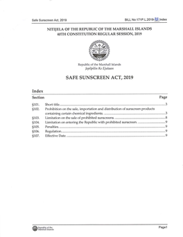 Safe Sunscreen Act, 2019 BILL No:171 P.L.2019-11:Z