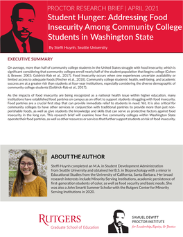 Addressing Food Insecurity Among Community College Students in Washington State