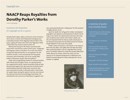 Naacp Reaps Royalties from Dorothy Parker's Works