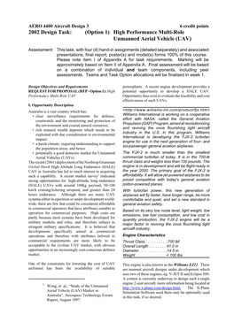 2002 Design Task: (Option 1) High Performance Multi-Role Unmanned Aerial Vehicle (UAV)