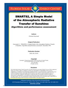 SMARTS2, a Simple Model of the Atmospheric Radiative Transfer of Sunshine: Algorithms and Performance Assessment