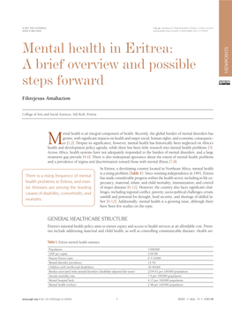 Mental Health in Eritrea