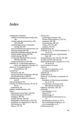 Aboriginals, Australian Absence of Homosexuality Among, 246- 249