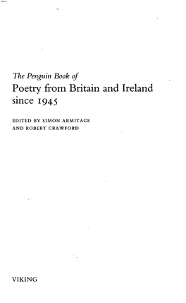 Poetry from Britain and Ireland Since 1945