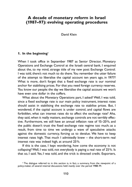 A Decade of Monetary Reform in Israel (1987–97): Evolving Operating Procedures