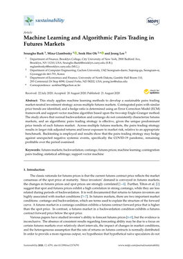 Machine Learning and Algorithmic Pairs Trading in Futures Markets