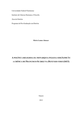 A Política Religiosa Da Monarquia Inglesa Sob Jaime I E