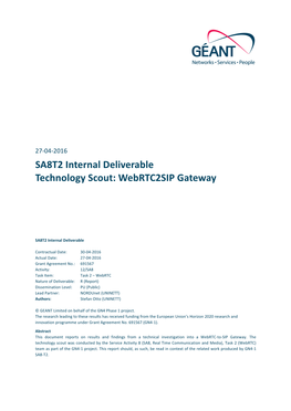 SA8T2 Internal Deliverable Technology Scout: Webrtc2sip Gateway