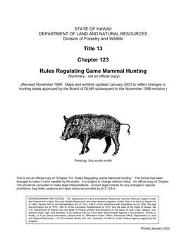 Title 13 Chapter 123 Rules Regulating Game Mammal Hunting
