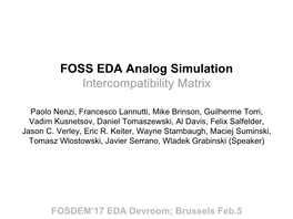 FOSS EDA Analog Simulation Intercompatibility Matrix