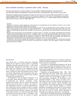 Anti-Sulfatide Reactivity in Patients with Celiac Disease