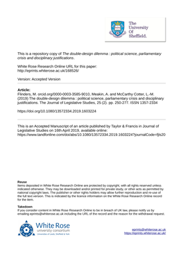 The Double-Design Dilemma : Political Science, Parliamentary Crisis and Disciplinary Justifications