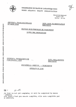 ' Addenda. )Tte Liste N'est Pas Encore Complète; Elle Sera Complétée Par >S Additifs* 'S Mm NATO .SANS CLASSIFICATION Mzmm ™