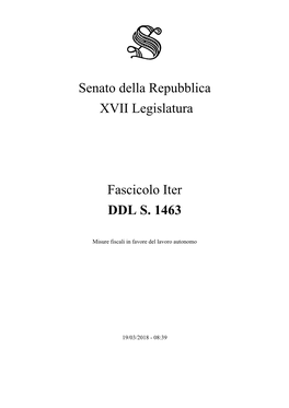 Senato Della Repubblica XVII Legislatura Fascicolo Iter DDL S. 1463