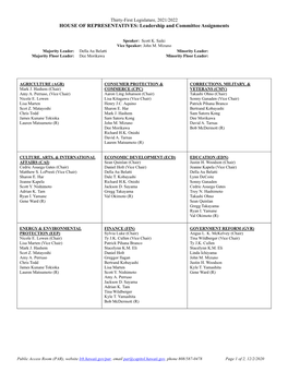 House Leadership & Committees