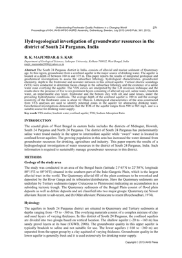 Hydrogeological Investigation of Groundwater Resources in the District of South 24 Parganas, India