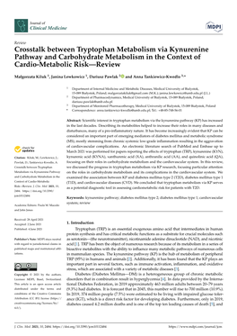 Crosstalk Between Tryptophan Metabolism Via Kynurenine Pathway and Carbohydrate Metabolism in the Context of Cardio-Metabolic Risk—Review