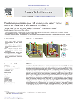 Microbial Communities Associated with Uranium In-Situ Recovery Mining Process Are Related to Acid Mine Drainage Assemblages