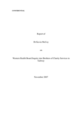 Report of Dr Kevin Mccoy on Western Health Board Inquiry Into Brothers