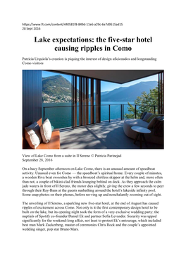 Lake Expectations: the Five-Star Hotel Causing Ripples in Como