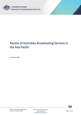 Review of Australian Broadcasting Services in the Asia Pacific