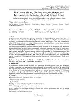 Analysis of Proportional Representation in the Context of a Mixed Electoral System