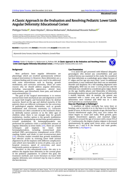 A Classic Approach in the Evaluation and Resolving Pediatric Lower Limb Angular Deformity: Educational Corner