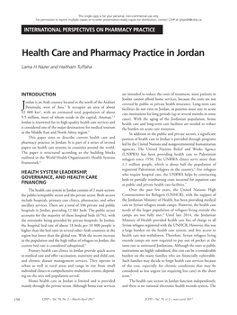 Health Care and Pharmacy Practice in Jordan