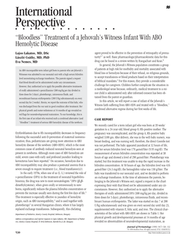 Treatment of a Jehovah's Witness Infant with ABO Hemolytic Disease