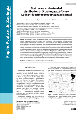 First Record and Extended Distribution of Otothyropsis Piribebuy (Loricariidae: Hypoptopomatinae) in Brazil