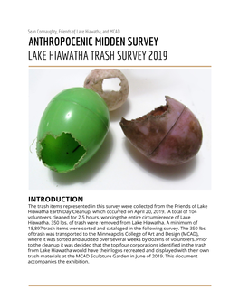 Anthropocenic Midden Survey Lake Hiawatha Trash