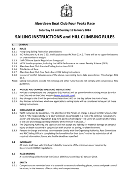 SAILING INSTRUCTIONS and HILLCLIMBINGRULES