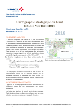 Cartographie Stratégique Du Bruit RESUME NON TECHNIQUE Département Deux -Sèvres (79) Autoroutes A10 Et A83