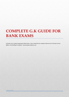 Complete G.K Guide for Bank Exams